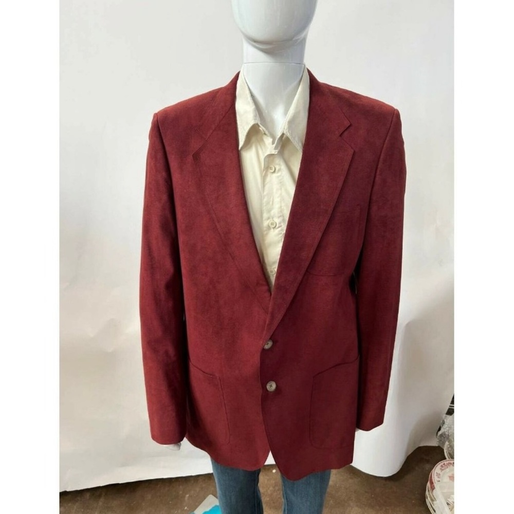 Vintage Kingsridge Mens Two Button Blazer Jacket Red Pocket  Single Breasted;